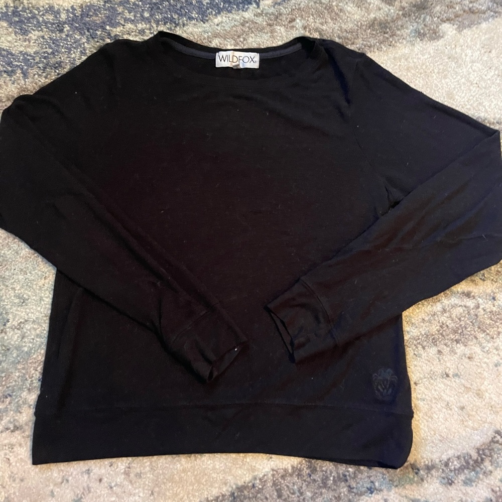 Wildfox Long Sleeve Shirt, black size small.